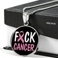 thumbnail image 4 of Cancer AwAreness Necklace F-Cancer Necklace Stainless Steel or 18k Gold Circle Pendant 18-22", 4 of 7