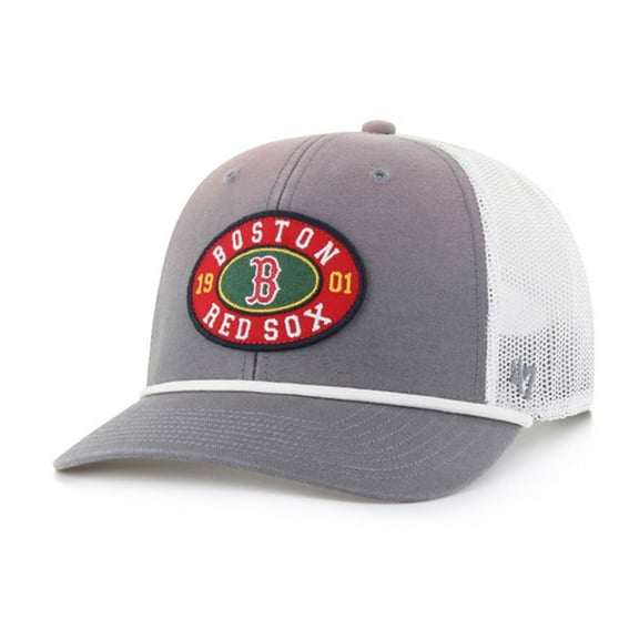 Men's '47 Gray/White Boston Red Sox Tide Sweep Rope Trucker Adjustable Hat