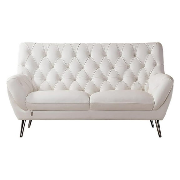 American Eagle Furniture Italian Leather Loveseat in White