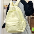 thumbnail image 4 of Solid Color School Backpack, Cute Aesthetic Daypack with Drawstring Side Pockets&Pendant, Heavy Duty Backpack for Outdoor Shopping Travel, Yellow, 4 of 4
