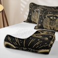 thumbnail image 4 of Castle Fairy Cartoon Raccoon Vintage Heart Twin Quilt Set,Exotic Style Twin Coverlet Set,Black Gold Cream, 4 of 7