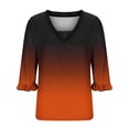 thumbnail image 6 of Htigea Women's Plus Size Tunic Tops Ruffled Half Sleeve V-Neck Pleated T-Shirts Summer Casual Loose Fit Everyday Tees Orange XXXXL, 6 of 6
