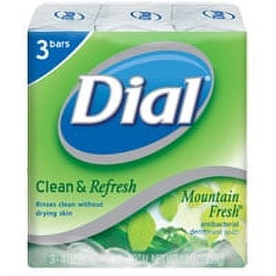 Dial Clean And Refresh Antibacterial Deodorant Bar Soap,Mountain Fresh - 4 Oz, 3 Bars/Pack, 2 Pack