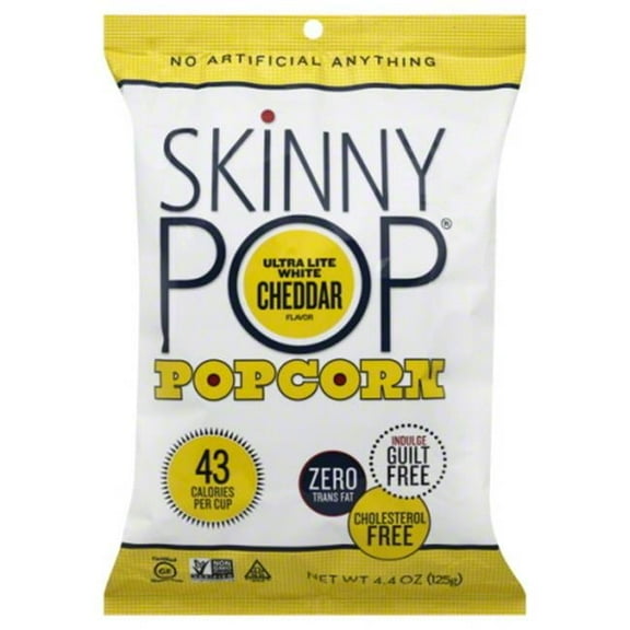 SKINNYPOP Popcorn, Ultra Lite White Cheddar, 4.4 OZ (Pack of 12)
