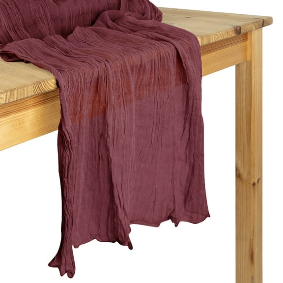 Koyal Wholesale Gauze Cheesecloth Table Runner Fabric Netting Sheer Tablecloth, Burgundy