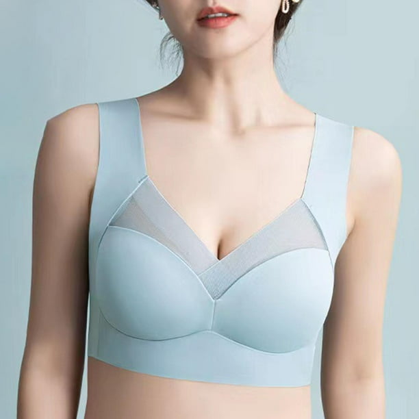 sin costuras para mujer, ropa interior, soporte cómodo, cobertura completa,  bralette sin costuras, es diarios, jersey para verano, Azul claro Fernando 