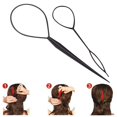 thumbnail image 2 of 2 Pcs/set Braid Accessories Ponytail Maker, Girls and Children Hair Tail Tools, French Braid Tool Ring Modeling, Black (1 Large & 1 Small), 2 of 5