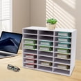 thumbnail image 4 of 24 Compartments White Desktop File Holder Stable Literature Organizer Office Mailbox for Books Magazines Files Brochures, 4 of 15