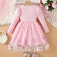 thumbnail image 4 of Gytharion Kids Flower Girl Dresses 3-10 Years, Stylish Fairy Print Tulle Tutu Dress Toddler Girls Flowy A-Line Swing Party Dress Cute Long Sleeve Princess Dress with Puff Sleeves, 4 of 9