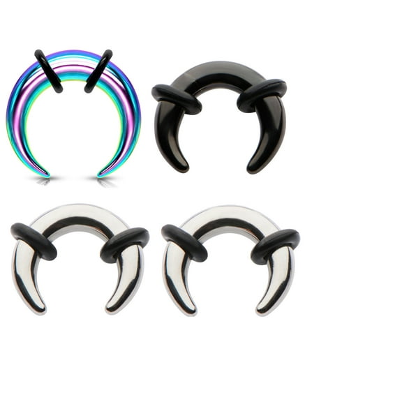 6g 8g 10g 12g Steel Black Rainbow Pinchers for Ears Septum Horseshoe Gauges