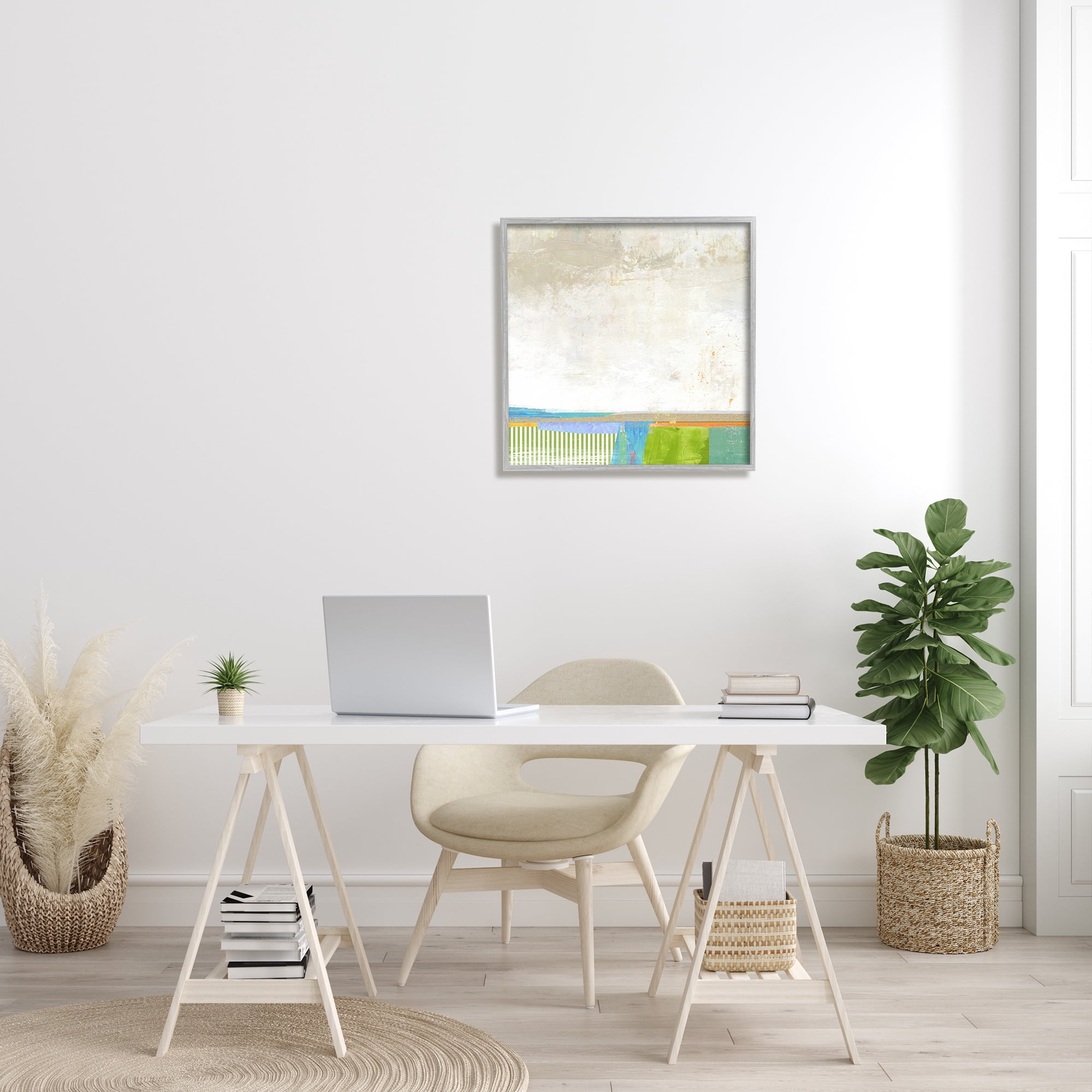 Stupell Industries Abstract Geometric Open Landscape Green Blue Beige, 24 x 24, Designed by Suzanne Nicoll