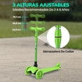 thumbnail image 3 of Monopatin Scooter para Niños de 2 a 5 Años Hurtle, 3 Ruedas con Luces LED, Mini Kickboard con Freno, Manillar Ajustable de 63 cm a 71 cm, Antideslizante, Patin del Diablo, Verde, 3 of 7