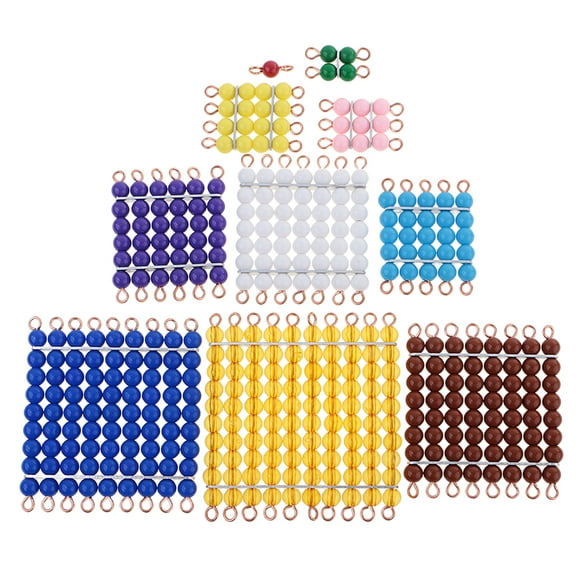 Montessori Bead Bars Numbers Math Square Counting Game with Tray Kids Math