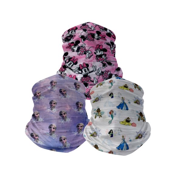 Girls Disney Neck Face Cover 3-Pack Gaiters Minnie Elsa Princesses Mulan