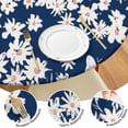 thumbnail image 4 of Dark Blue Daisy Flower Pattern Round Fitted Tablecloth with Elastic Edge,Dining Table Cover Waterproof,Outdoor Round Tablecloth for Camping,Dining,Indoor and Outdoor, 4 of 7