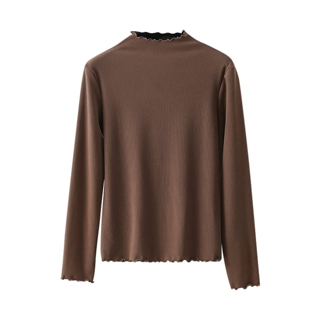 Yuyuzo sous-Vêtements Thermiques à Manches Longues pour Femmes, Couche de Base Légère, Pull à Col Rond