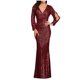 thumbnail image 1 of Vestido sexy para mujer Vestidos formales Vestidos de noche Cuello en V Manga larga Fiesta Club Vestido Fridja NMB3599, 1 of 4