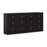 Tvilum Studio 6 Drawer Double Dresser for Adults, Black