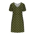 thumbnail image 5 of Efsteb Womens Knee Length Dresses Bohemian Summer Short Sleeve Fashion V Neck Sundress Polka Dots Dress (Army Green,XL), 5 of 6