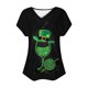 thumbnail image 4 of Fiudx Tops para Mujer Top de Primavera/Verano de Manga Corta Informal con Cuello En V Estampado Del Día de San Patricio para Mujer, 4 of 5