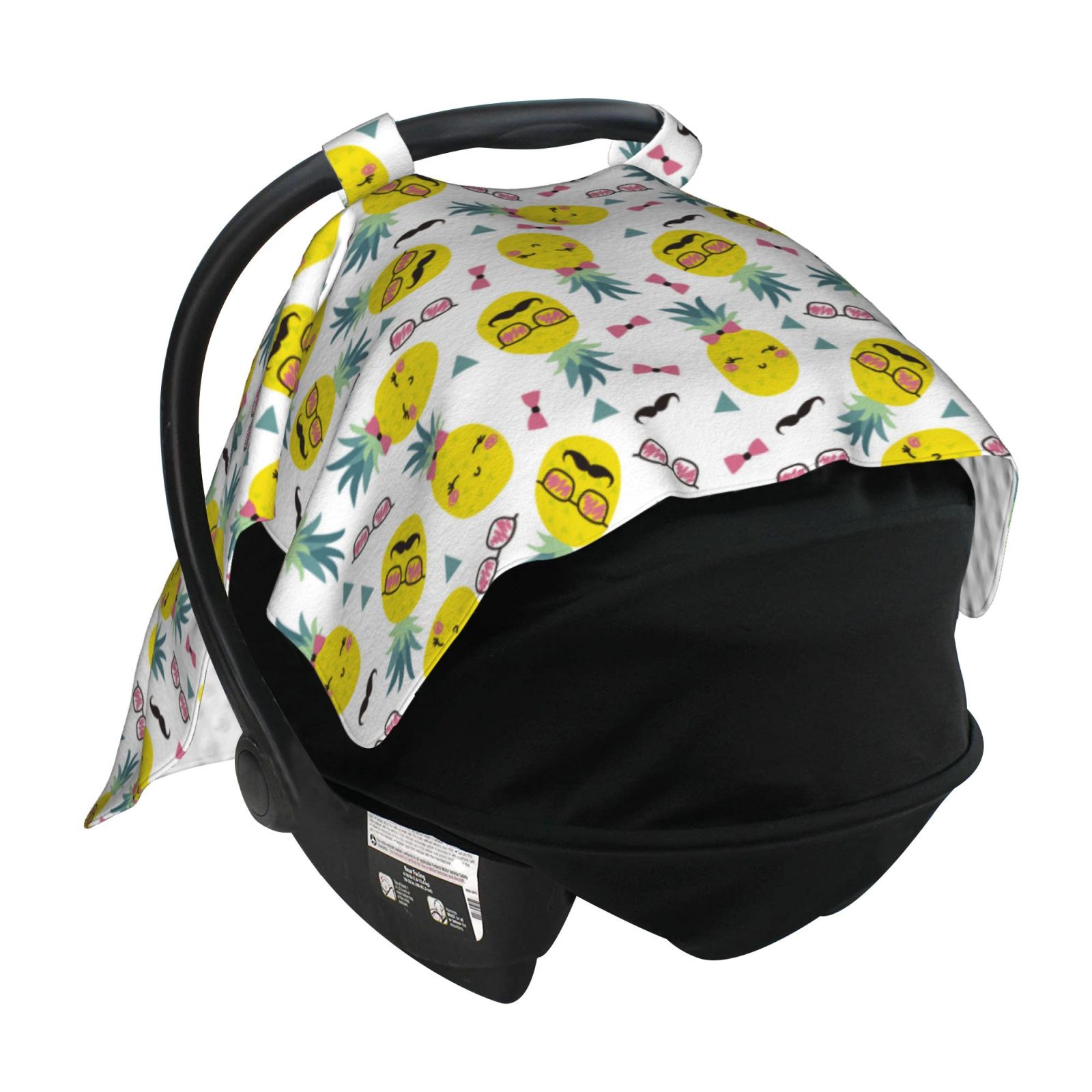 Car Seat Cover Baby - Cute Bow Tie Pineapple Breathable Infant Car Seat Cover for Baby Carseat, Lightweight Comfort Baby Essentials Must Haves Newborn Stuff for Girl Boy