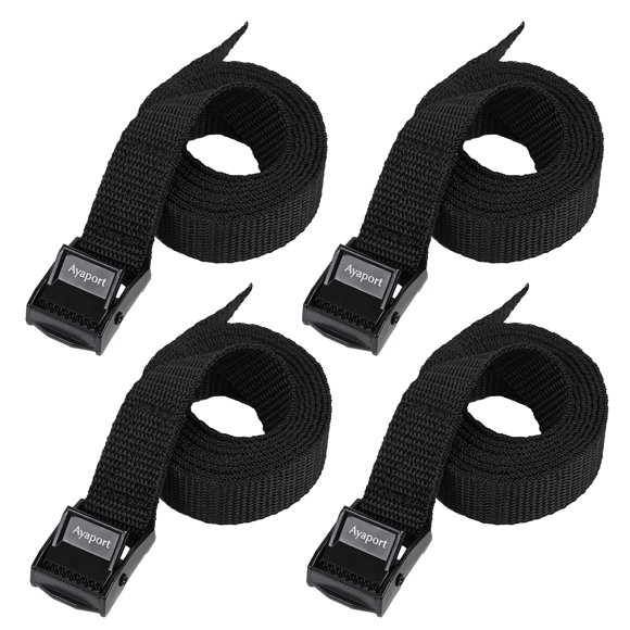 Ayaport Correas de amarre con hebillas Correa de cincha de amarre con hebilla de leva ajustable para embalaje Negro Paquete de 4 (0,75 '' x 48 '')