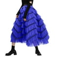 thumbnail image 3 of Sngxgn Womens Skirts Elastic Waist A-Line Pleated Long Skirts(Blue,One Size), 3 of 6