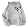 thumbnail image 2 of Busydd Hoodies for Women Casual Loose Fleece Long Sleeve Tops for Women Fashion Love Heart Print Pullover Tops Comfortable Womens Hoodie with Pocket, 2 of 4