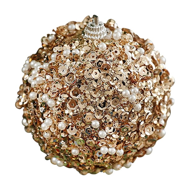 Adornos para árbol de Navidad de 8 cm - Decoraciones colgantes de espuma de lentejuelas, decoración navideña brillante para árbol festivo