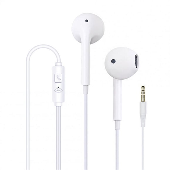 Wired Headphones with Microphone Hands-free Calls Subwoofer Music Earplugs Earphones White