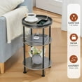 thumbnail image 4 of Small Round Side Table with Charging Station for Small Spaces, 3-Tier Round Accent Table with USB Ports & Power Outlets, Round Corner Table Tea Sofa Side Table for Living Room Bedroom Apartment (Grey), 4 of 18