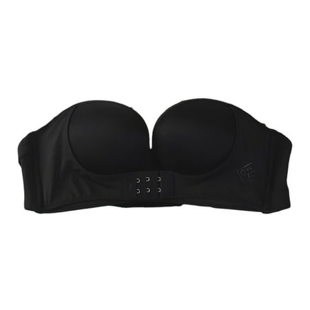 Grandest Birch 3PCS Women Invisible Bra Anti-slip Push-up Back And Front Buckle Closure Wireless Great Support Off Shoulder Clothes Pairing Bra Lady Strapless Bra  Black 40C
