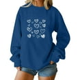 thumbnail image 4 of Womens Valentine Heart Sweatshirt, Blue Oversized Crewneck with Hand-Drawn Hearts, Cute Casual Valentine's Day Gift, Soft Long Sleeve Pullover,Size L, 4 of 5