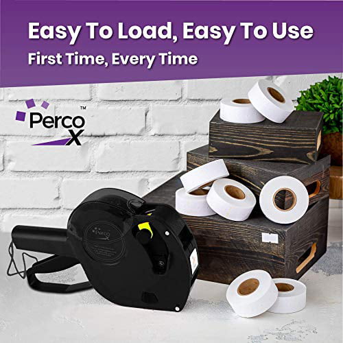 Perco Pro 2 Line Date Gun Labeler Kit, Includes 16 Digits Label Gun, 10,500  White Labels, Inker Remover Tool, and Pre-Loaded Ink Roll 