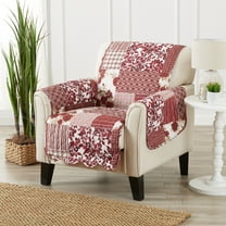 Machine Washable Couch Cover Reversible Patchwork Furniture Protector Slipcover, Chair, Burgundy