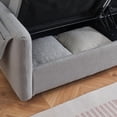 thumbnail image 4 of AOOWOW 79.5 Inch Teddy Cotton Linen Sofa, Minimalist Stylish Couch with Tapered Metal Legs, Metal Trim Accents and Hidden Storage Function, Light Gray, 4 of 8