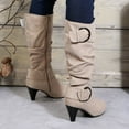thumbnail image 5 of Bnwani Boots for Women Knee High Fashion Toe Knee-High Strap Versatile Casual Boot Beige Size 8.5, 5 of 7
