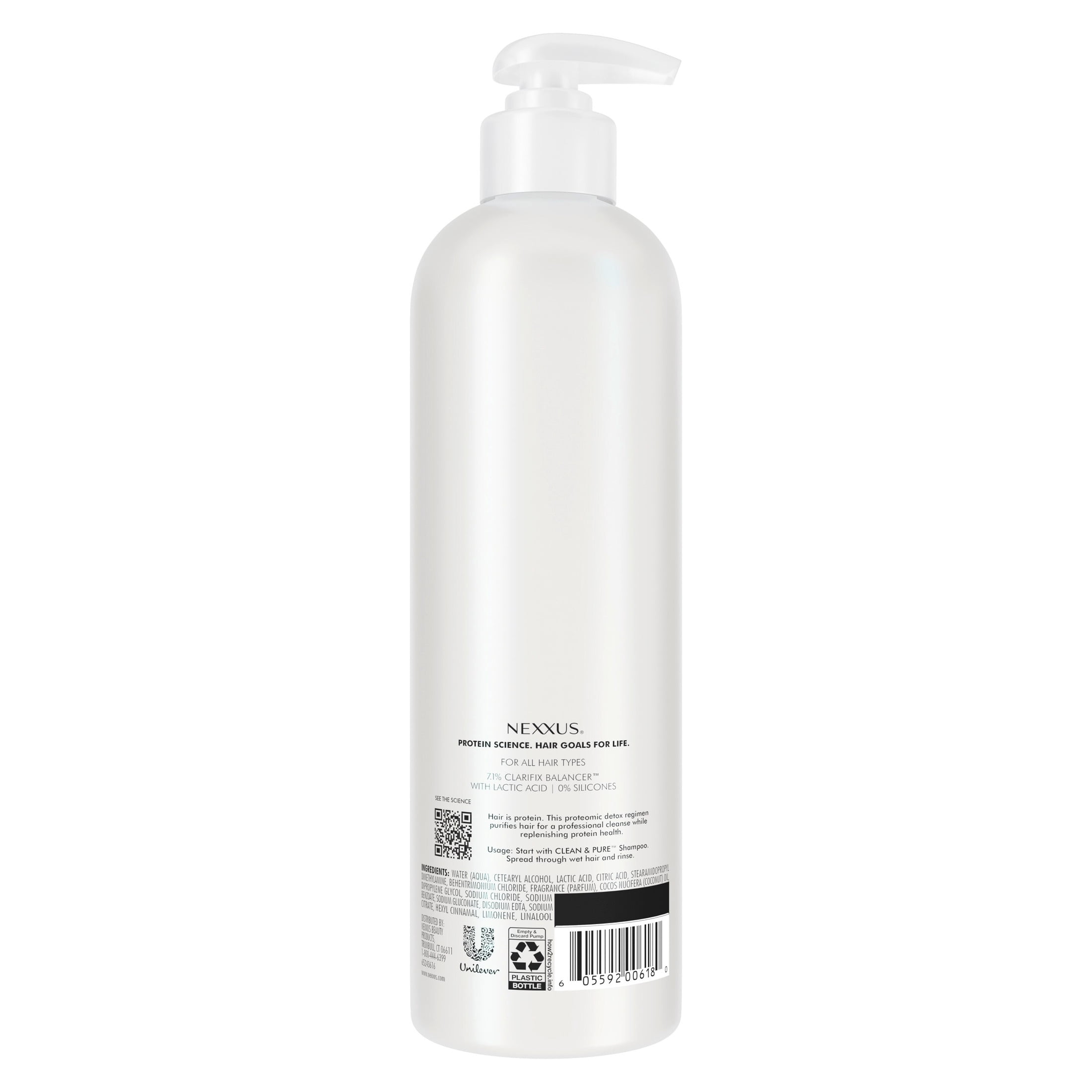 Nexxus Clean & Pure Conditioner for Professional-Level Detox Hair Care Powered by Clarifix Balancer Technology with Lactic Acid 16.5 fl oz