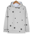 thumbnail image 3 of Women's Star Print Drawstring Hooded Sweatshirt with Pocket, Lightweight Oversized Long Sleeve Pullover Top, Casual Streetwear Fall Winter Comfort Wear, Aesthetic Soft Fleece Loungewear Light Ashy M, 3 of 8