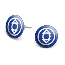 Green Lantern Blackest Night Indigo Lantern Logo Novelty Silver Plated Stud Earrings