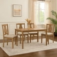 thumbnail image 6 of 5 Piece Dining Table Set with 4 Chairs, Rubberwood, Weathered Oak, 6 of 7