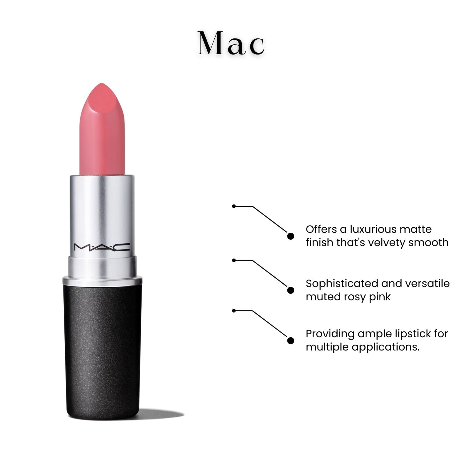Mac Matte Lipstick Please Me Muted Rosy Tinted Pink, 0.1 oz