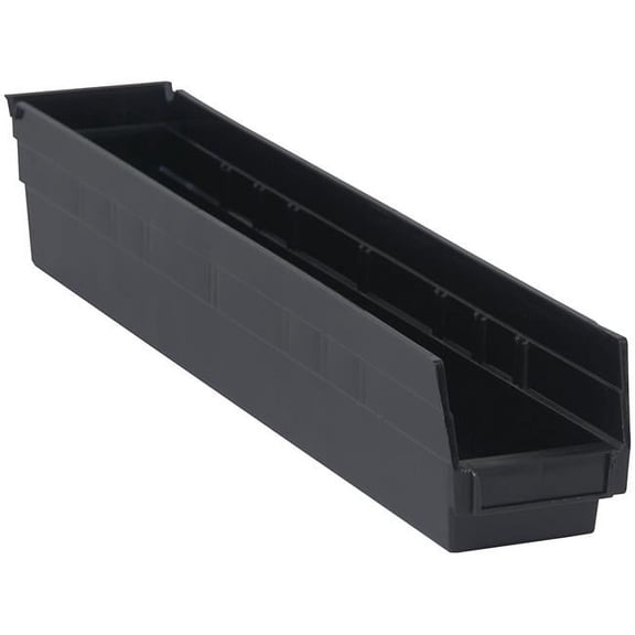 Quantum Mediacal QTM QSB105BK 23.62 x 4.12 x 4 in. Economy Shelf Bin, Black - 16 Count