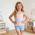 thumbnail image 5 of hengsof Girls Cute Ruffled Sleeveless Double Strap Tank Top, Daily Breathable Soft Layering Undershirt for 3-13 Years, 5 of 8
