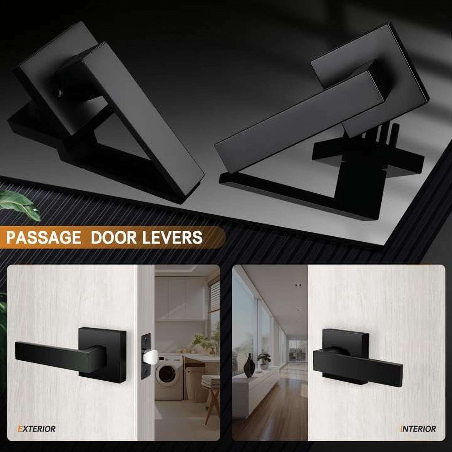 2-Pack Square Brushed Nickel Door Handles – Non-Locking Passage Levers For Interior Doors