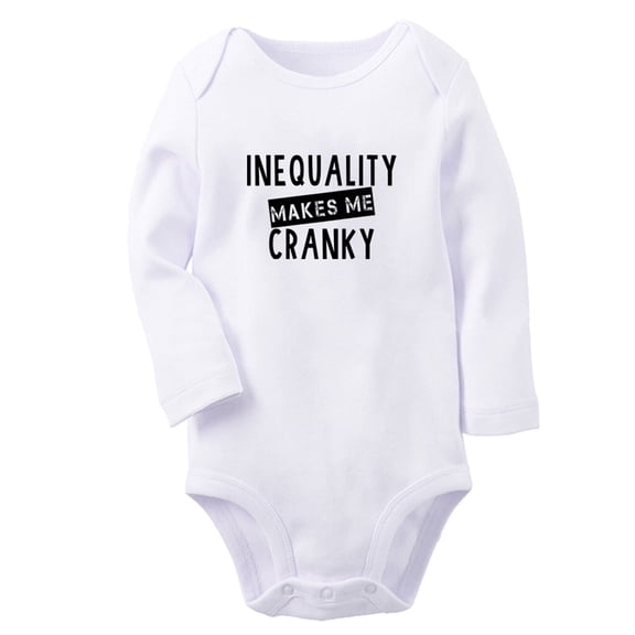 Inequality Makes Me Cranky Funny Rompers, Newborn Baby Unisex Bodysuits, Infant Jumpsuits, Toddler 0-12 Months Kids Long Sleeves Oufits (White, 6-12 Months)