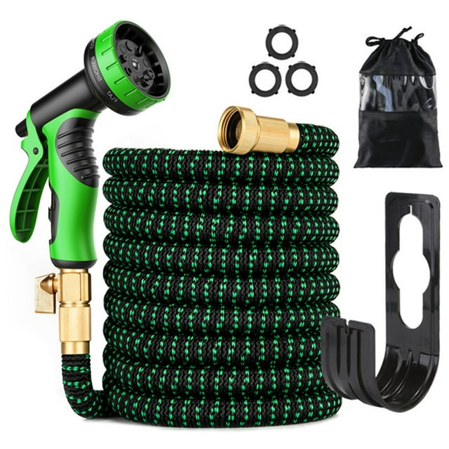 amdohai 100ft Expandable Garden Hose with 9 Function Nozzle and 3/4 Inch Solid Brass Connector