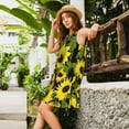 thumbnail image 2 of Daiia Sunflowers In Vintage Print Women's Dresses 2025 Trendy Short sleeve Dresses Casual Baggy Flowy Maxi Sun Dresses, 2 of 7