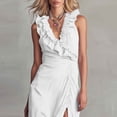 thumbnail image 6 of Uscallm Women Plus Size V Neck Sleeveless Ruffle Maxi Dress Boho Elegant Beach Vacation Maxi Dresses Long, White S, 6 of 8