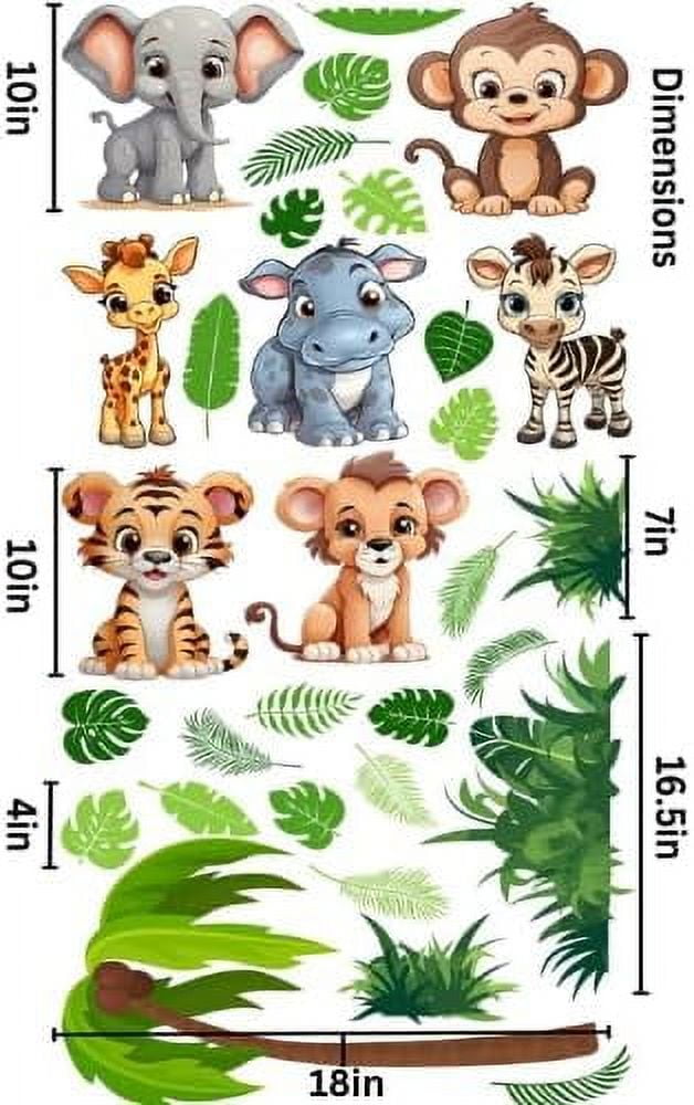Gotsafety Baby Animal Wall Stickers - Premium Vinyl Jungle Animal Wall Decals for Nursery & Classroom - Safari Decals for Kids Room Animal Wall Decor - Easy Application Adhesive Decals